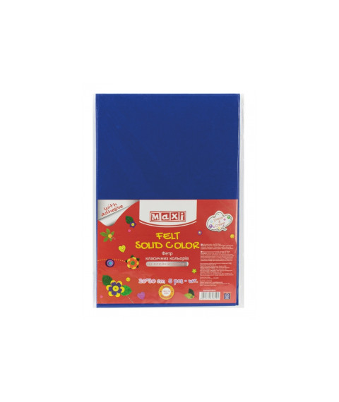 Fetru autoadeziv, 20x30cm, 180g/m2, albastru, 5 foi, MAXI